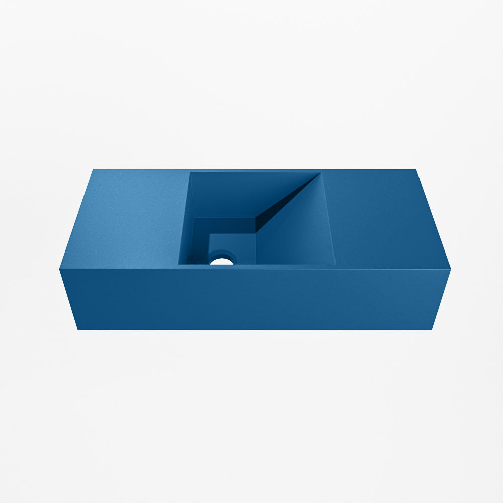 MONDIAZ TYNE 50cm fontein solid surface kleur Jeans. Positie wastafel links