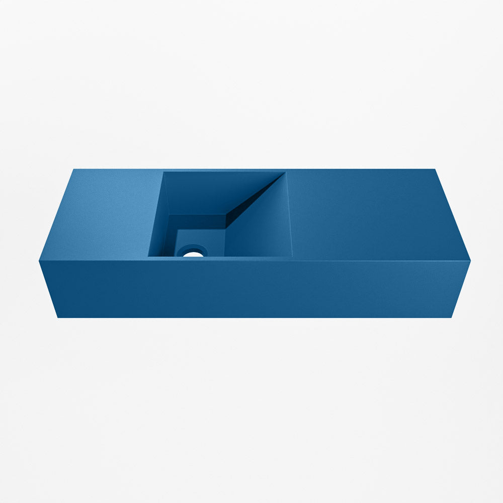 MONDIAZ TYNE 60cm fontein solid surface kleur Jeans. Positie wastafel links