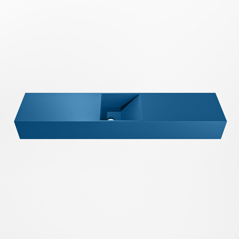 MONDIAZ TYNE 100cm fontein solid surface kleur Jeans. Positie wastafel midden