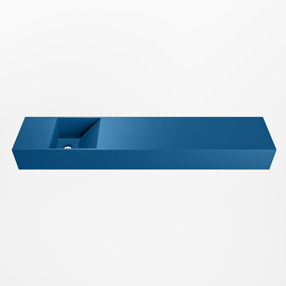 MONDIAZ TYNE 110cm fontein solid surface kleur Jeans. Positie wastafel links