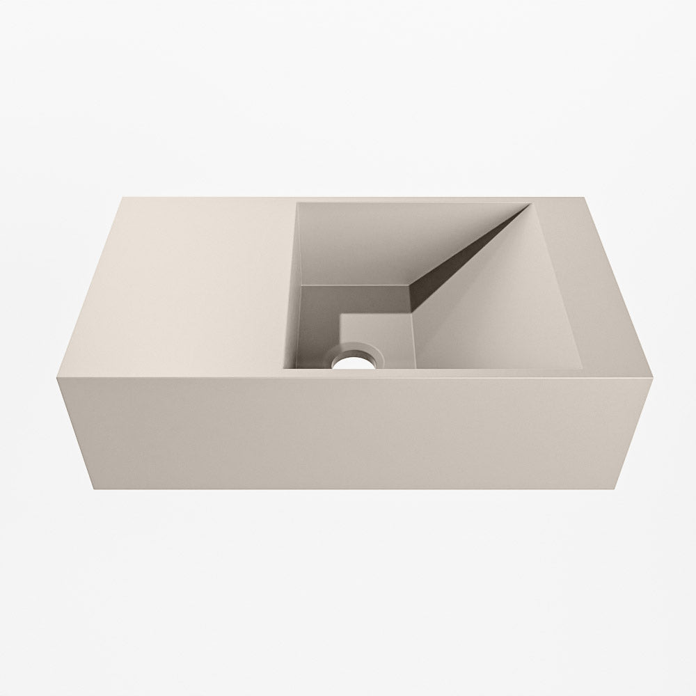 MONDIAZ TYNE 40cm fontein solid surface kleur Linen. Positie wastafel links