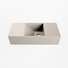 MONDIAZ TYNE 50cm fontein solid surface kleur Linen. Positie wastafel rechts
