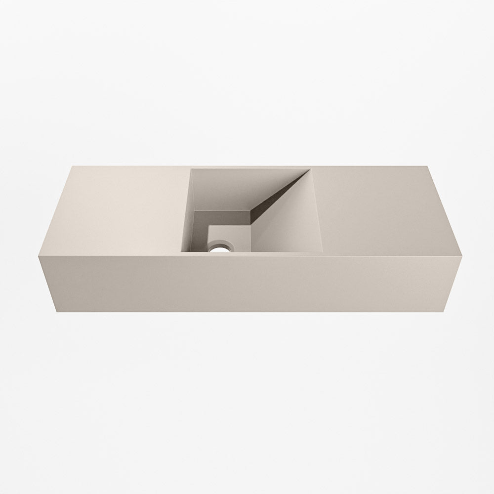 MONDIAZ TYNE 60cm fontein solid surface kleur Linen. Positie wastafel midden