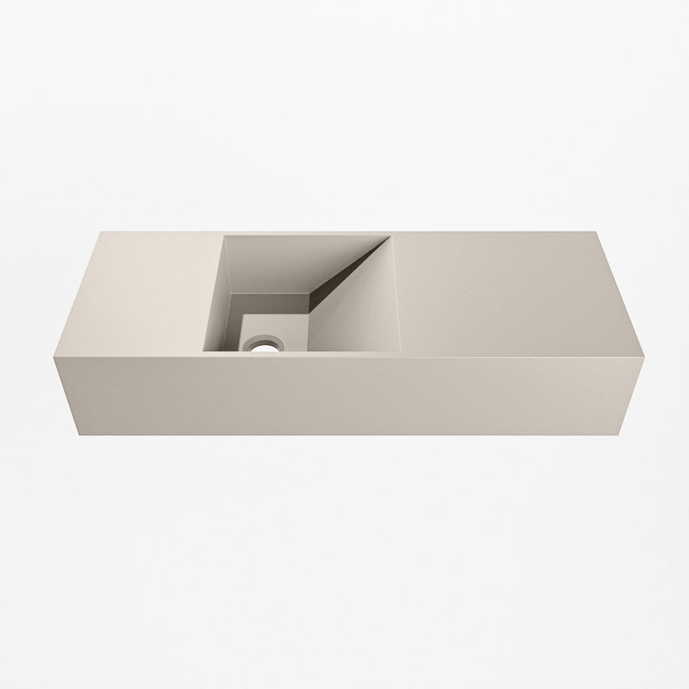 MONDIAZ TYNE 60cm fontein solid surface kleur Linen. Positie wastafel links