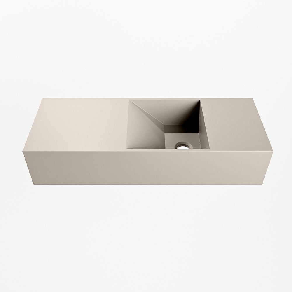 MONDIAZ TYNE 60cm fontein solid surface kleur Linen. Positie wastafel rechts
