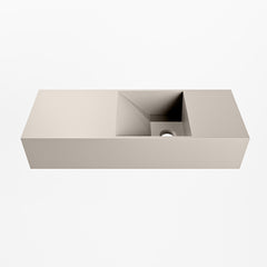 MONDIAZ TYNE 60cm fontein solid surface kleur Linen. Positie wastafel rechts