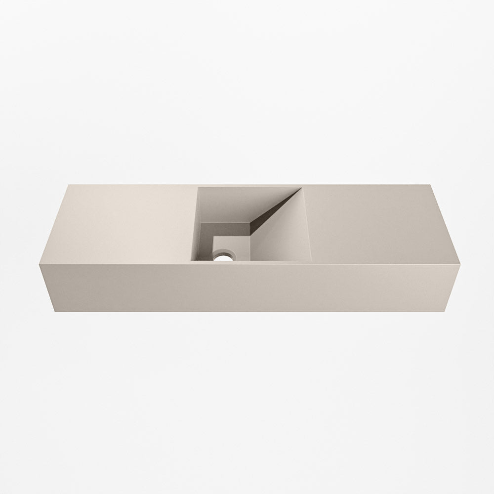 MONDIAZ TYNE 70cm fontein solid surface kleur Linen. Positie wastafel midden