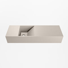 MONDIAZ TYNE 70cm fontein solid surface kleur Linen. Positie wastafel links
