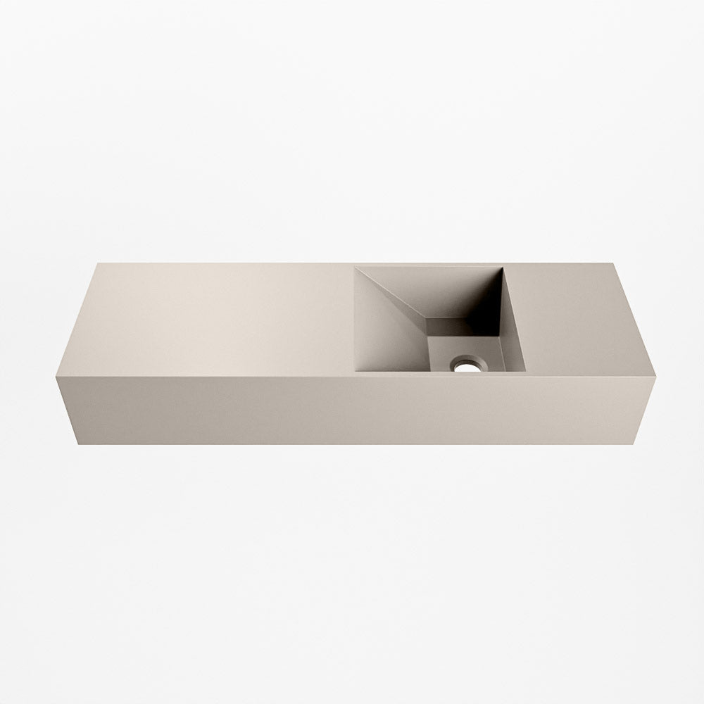 MONDIAZ TYNE 70cm fontein solid surface kleur Linen. Positie wastafel rechts