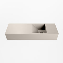 MONDIAZ TYNE 70cm fontein solid surface kleur Linen. Positie wastafel rechts