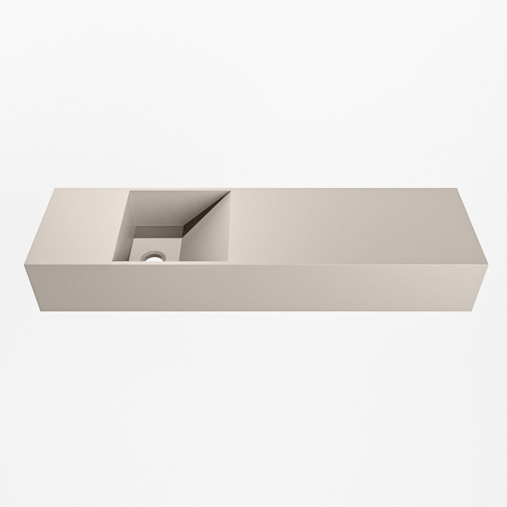 MONDIAZ TYNE 80cm fontein solid surface kleur Linen. Positie wastafel links