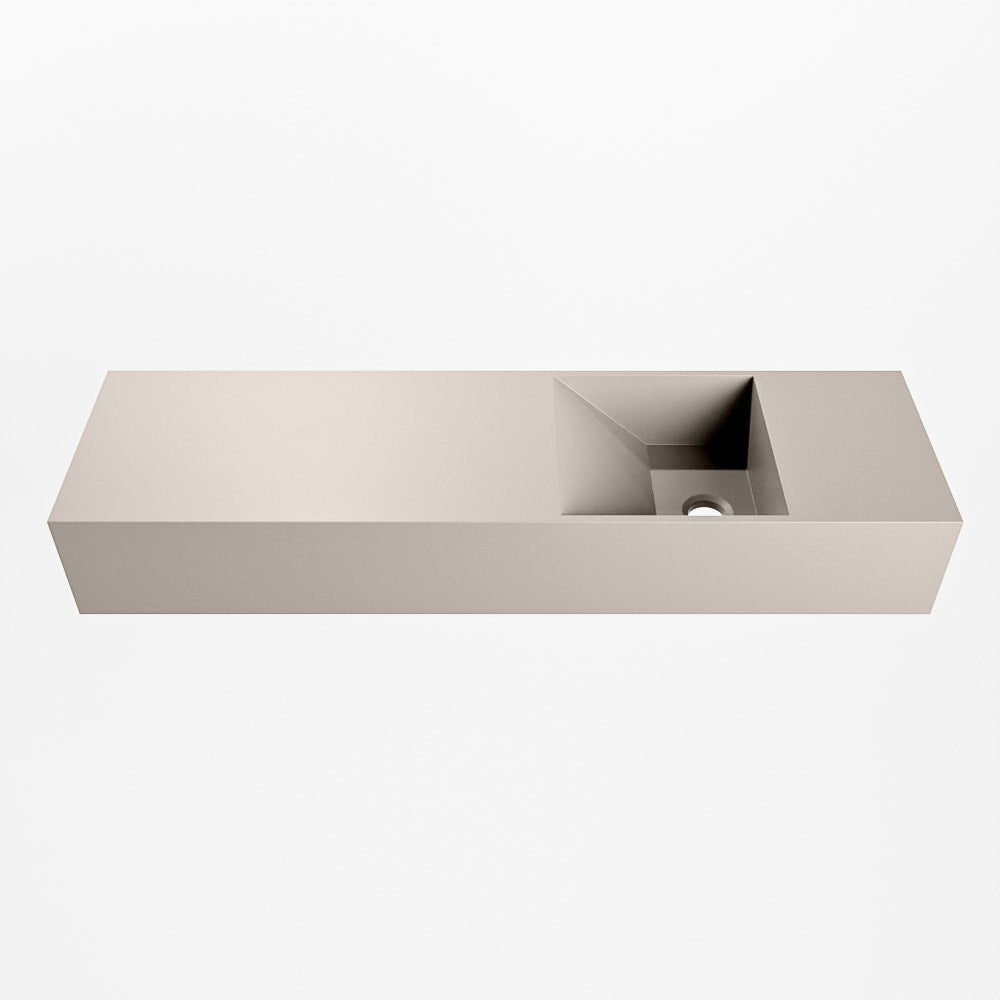 MONDIAZ TYNE 80cm fontein solid surface kleur Linen. Positie wastafel rechts