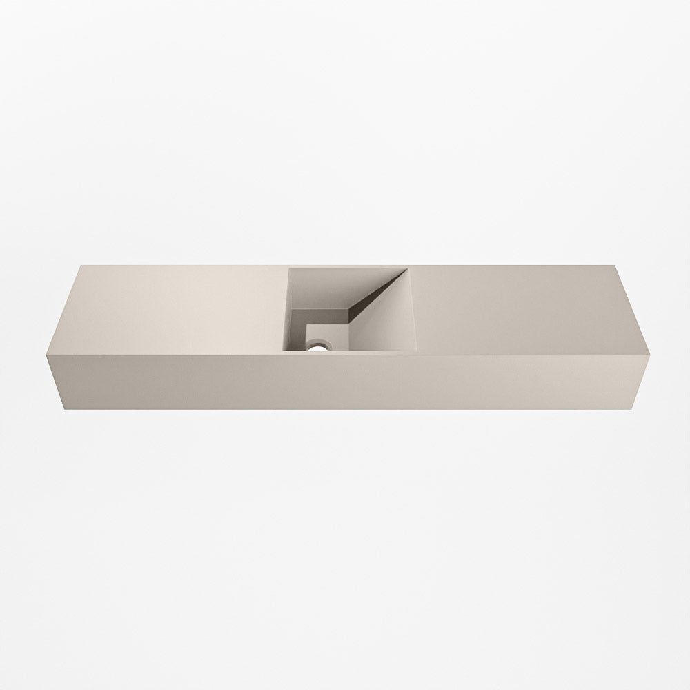 MONDIAZ TYNE 90cm fontein solid surface kleur Linen. Positie wastafel midden