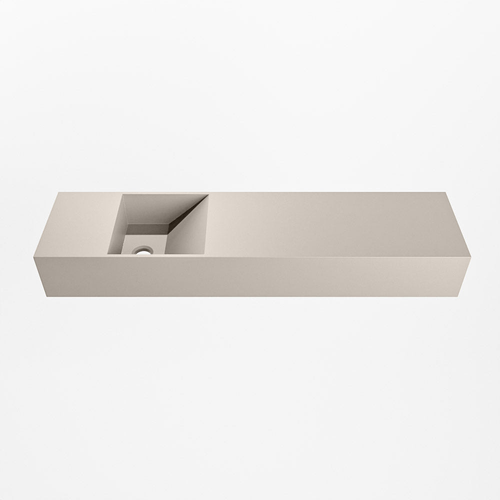 MONDIAZ TYNE 90cm fontein solid surface kleur Linen. Positie wastafel links