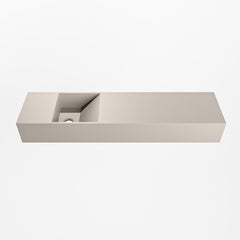 MONDIAZ TYNE 90cm fontein solid surface kleur Linen. Positie wastafel links