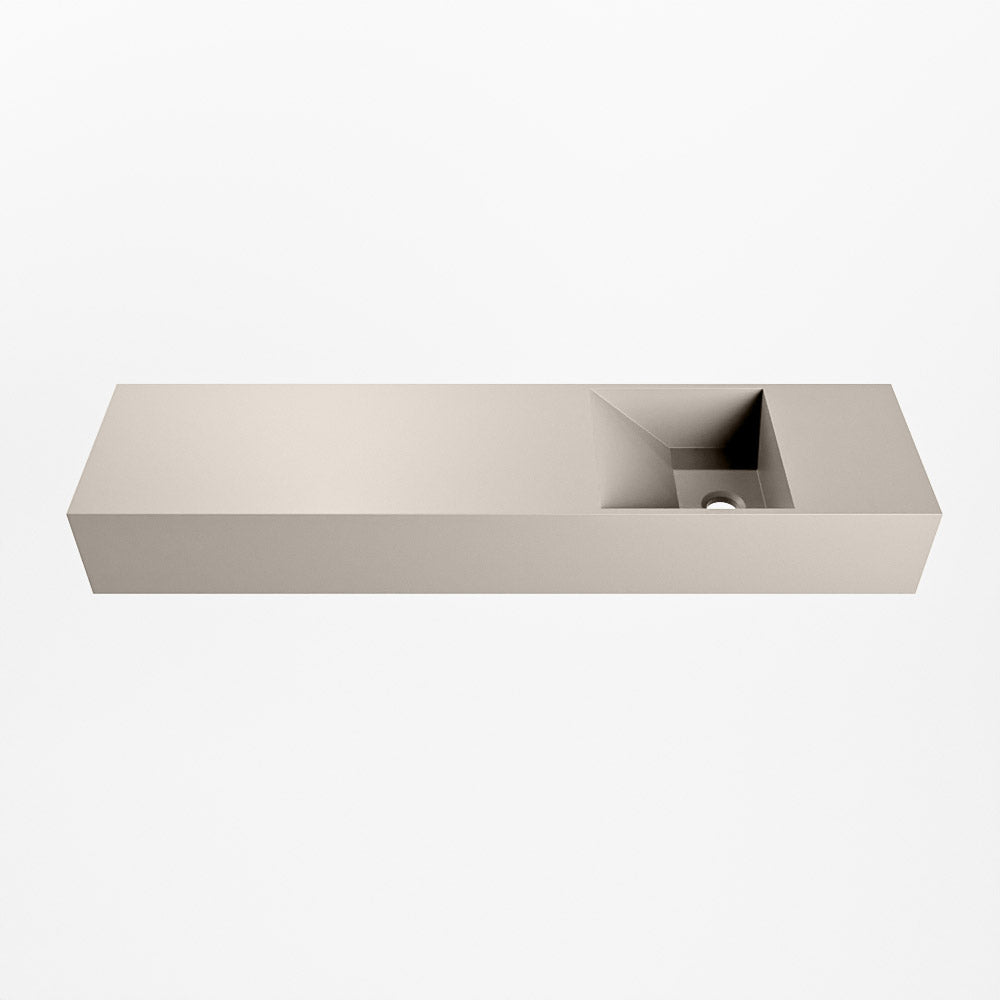 MONDIAZ TYNE 90cm fontein solid surface kleur Linen. Positie wastafel rechts