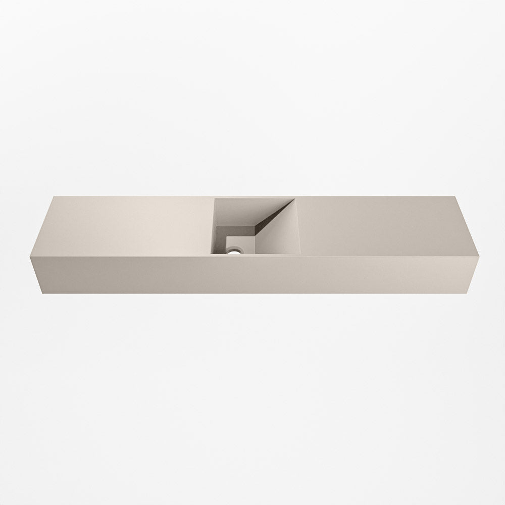 MONDIAZ TYNE 100cm fontein solid surface kleur Linen. Positie wastafel midden