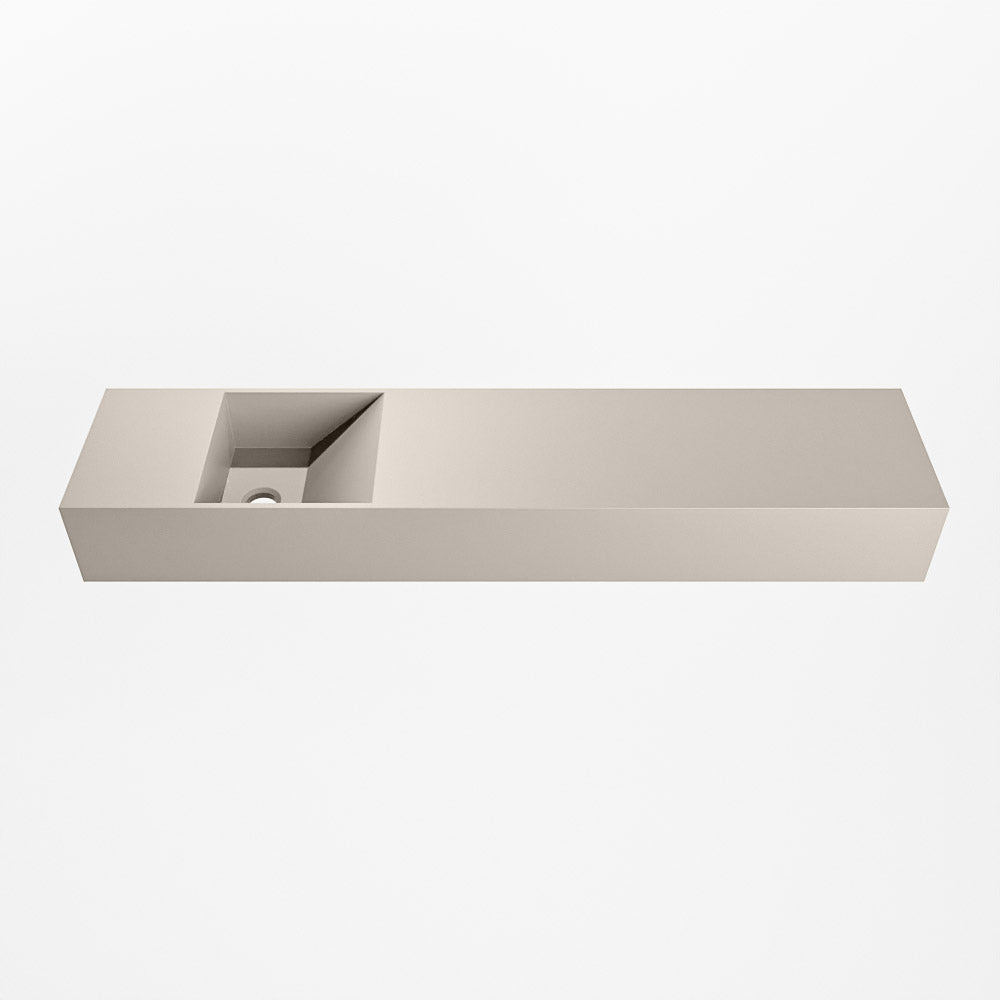 MONDIAZ TYNE 100cm fontein solid surface kleur Linen. Positie wastafel links