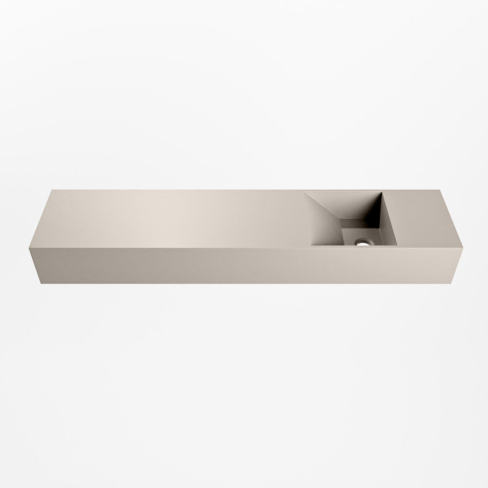 MONDIAZ TYNE 100cm fontein solid surface kleur Linen. Positie wastafel rechts