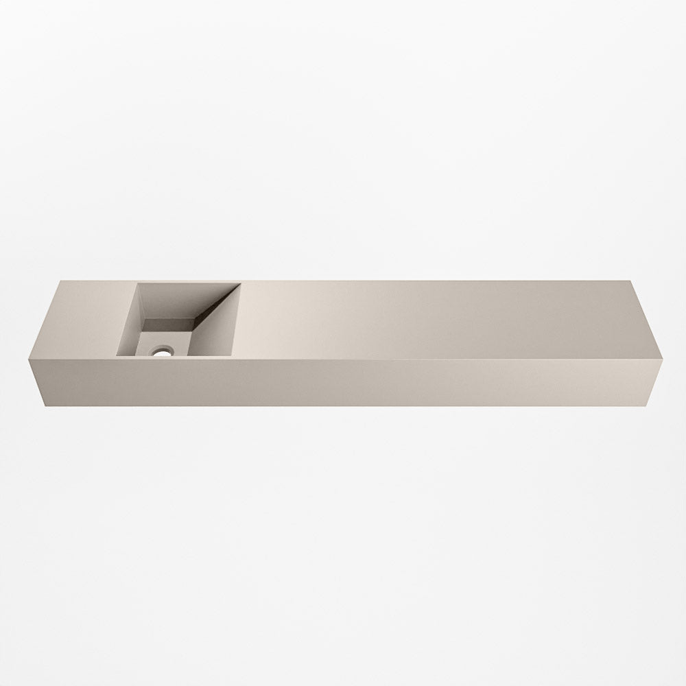 MONDIAZ TYNE 110cm fontein solid surface kleur Linen. Positie wastafel links