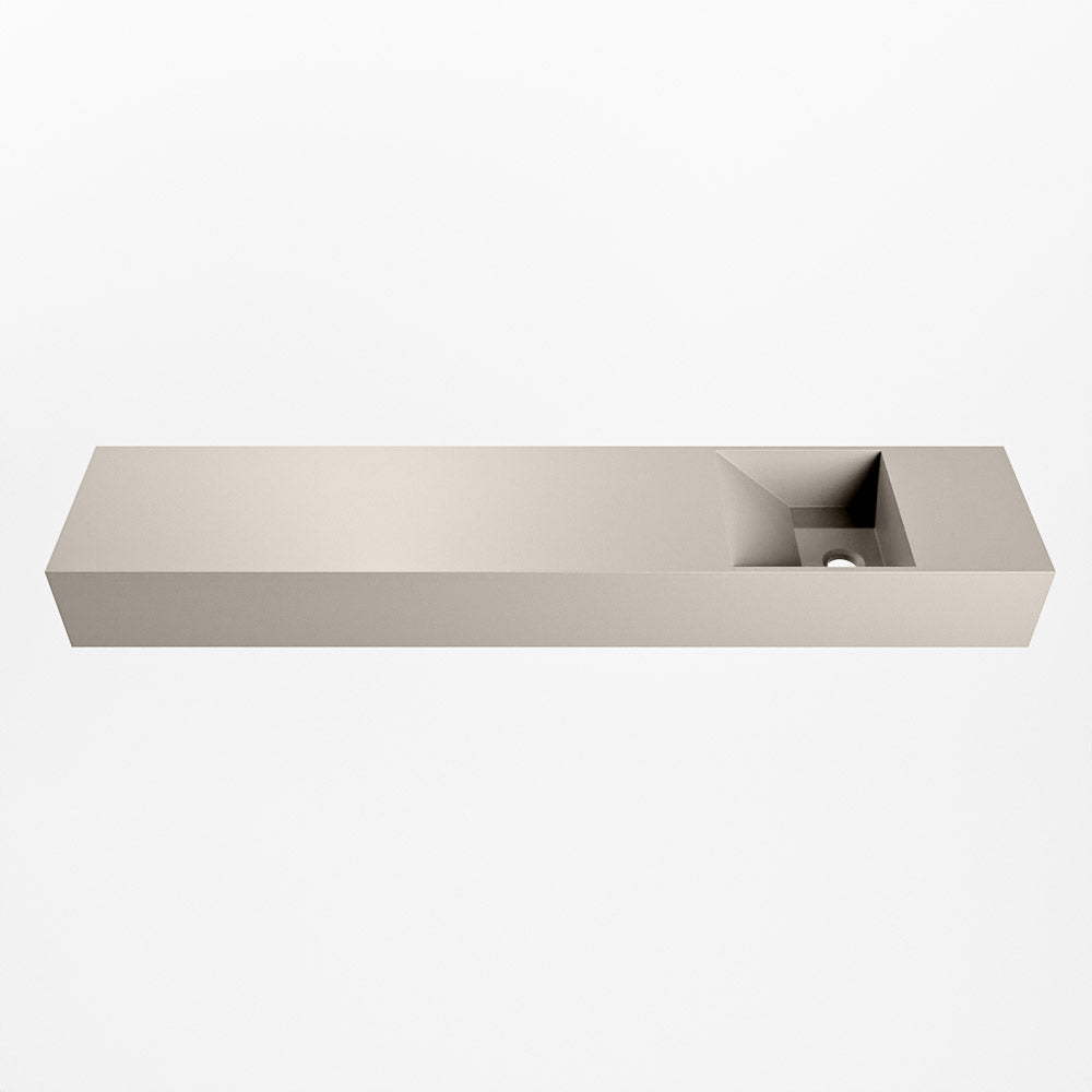 MONDIAZ TYNE 110cm fontein solid surface kleur Linen. Positie wastafel rechts