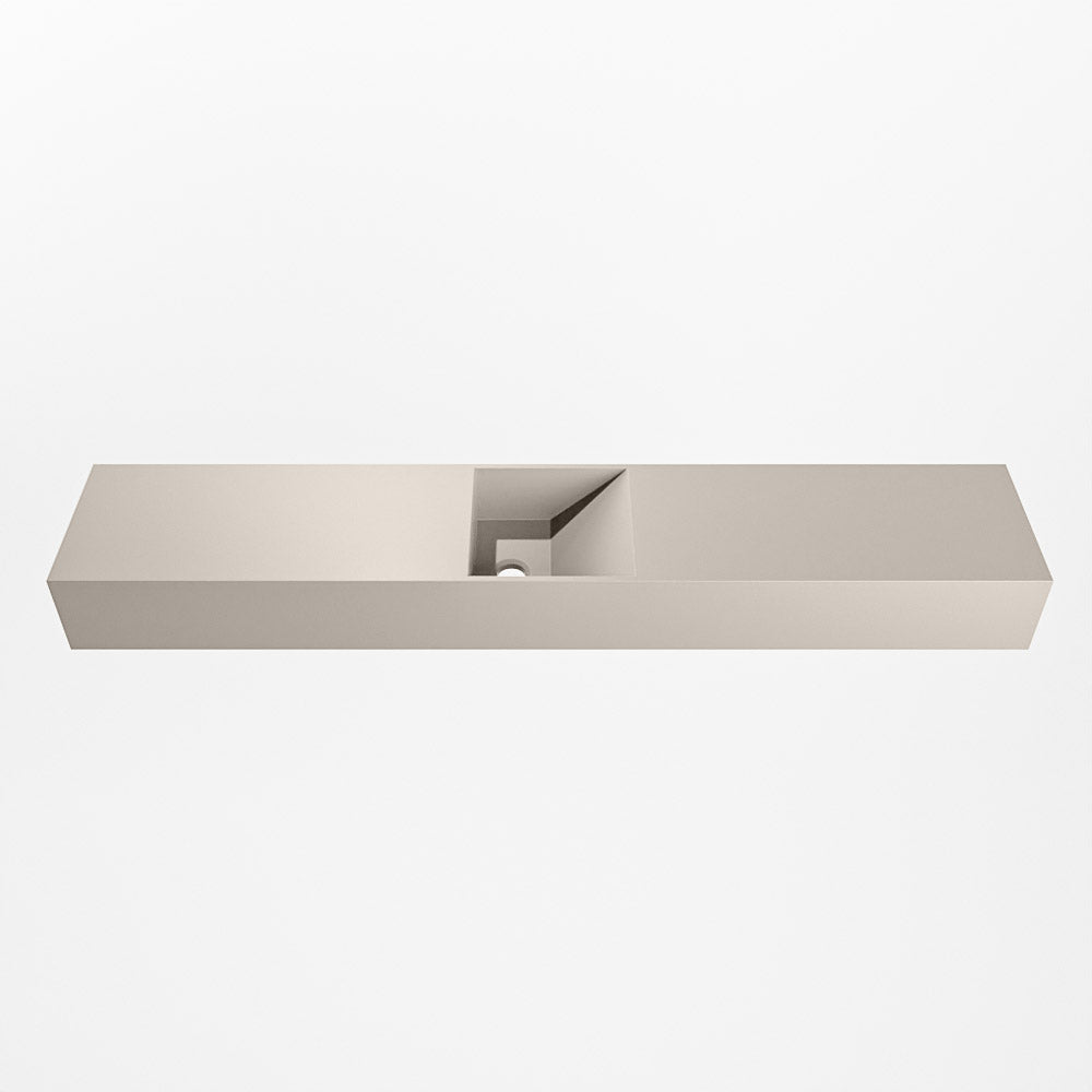 MONDIAZ TYNE 120cm fontein solid surface kleur Linen. Positie wastafel midden