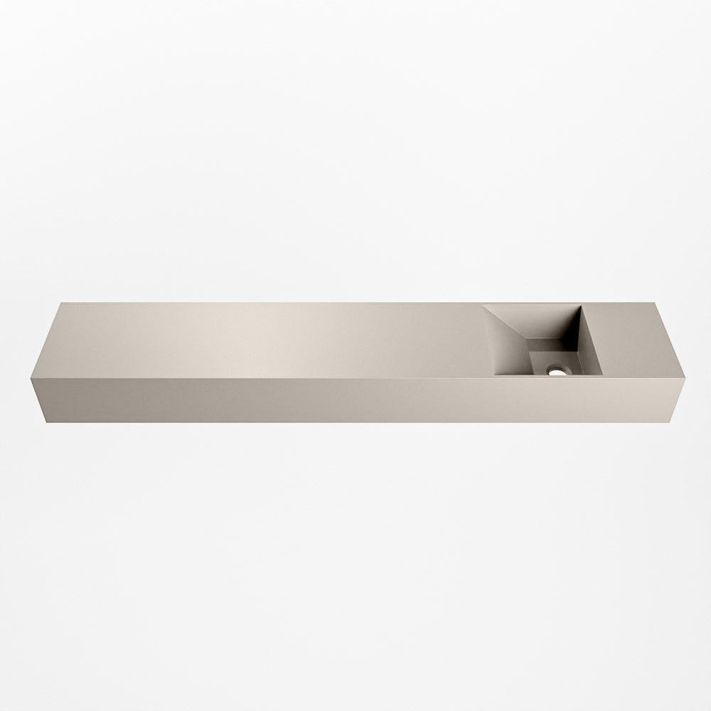 MONDIAZ TYNE 120cm fontein solid surface kleur Linen. Positie wastafel rechts