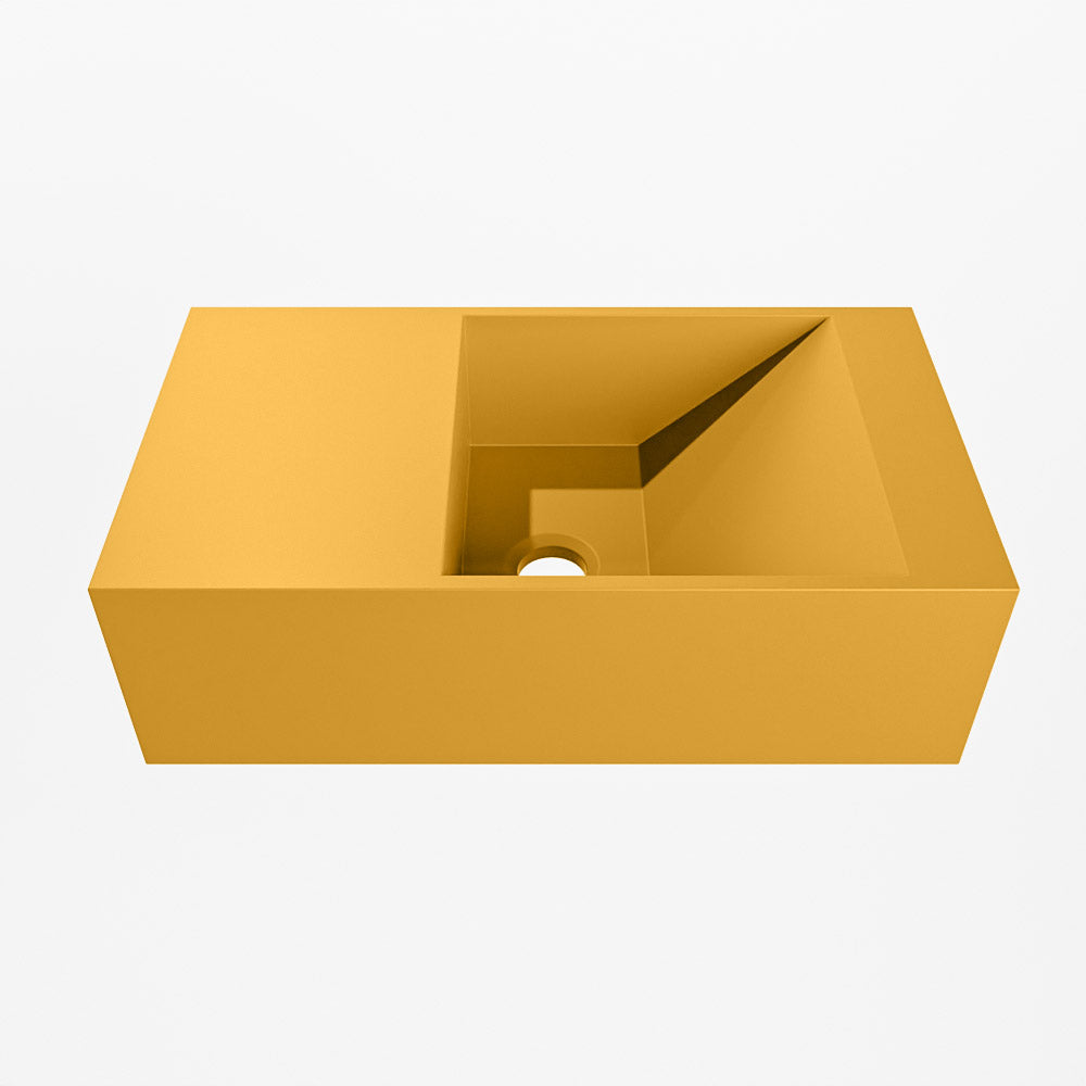 MONDIAZ TYNE 40cm fontein solid surface kleur Ocher. Positie wastafel links