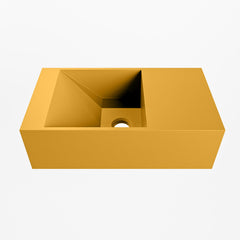 MONDIAZ TYNE 40cm fontein solid surface kleur Ocher. Positie wastafel rechts