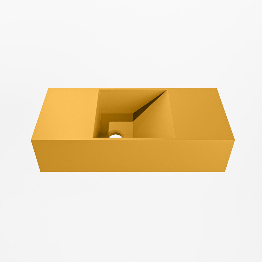 MONDIAZ TYNE 50cm fontein solid surface kleur Ocher. Positie wastafel links