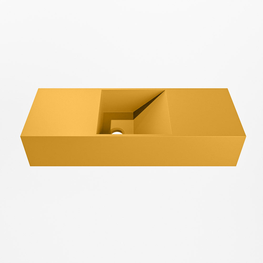 MONDIAZ TYNE 60cm fontein solid surface kleur Ocher. Positie wastafel midden