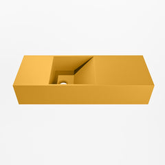MONDIAZ TYNE 60cm fontein solid surface kleur Ocher. Positie wastafel links