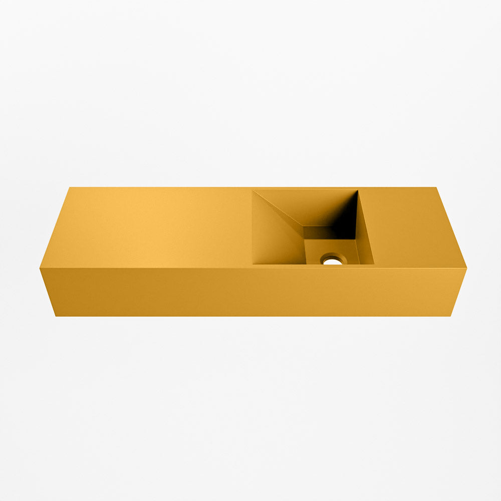 MONDIAZ TYNE 70cm fontein solid surface kleur Ocher. Positie wastafel rechts