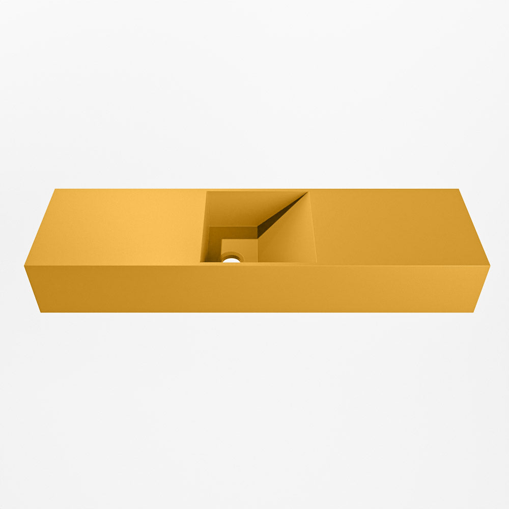 MONDIAZ TYNE 80cm fontein solid surface kleur Ocher. Positie wastafel midden
