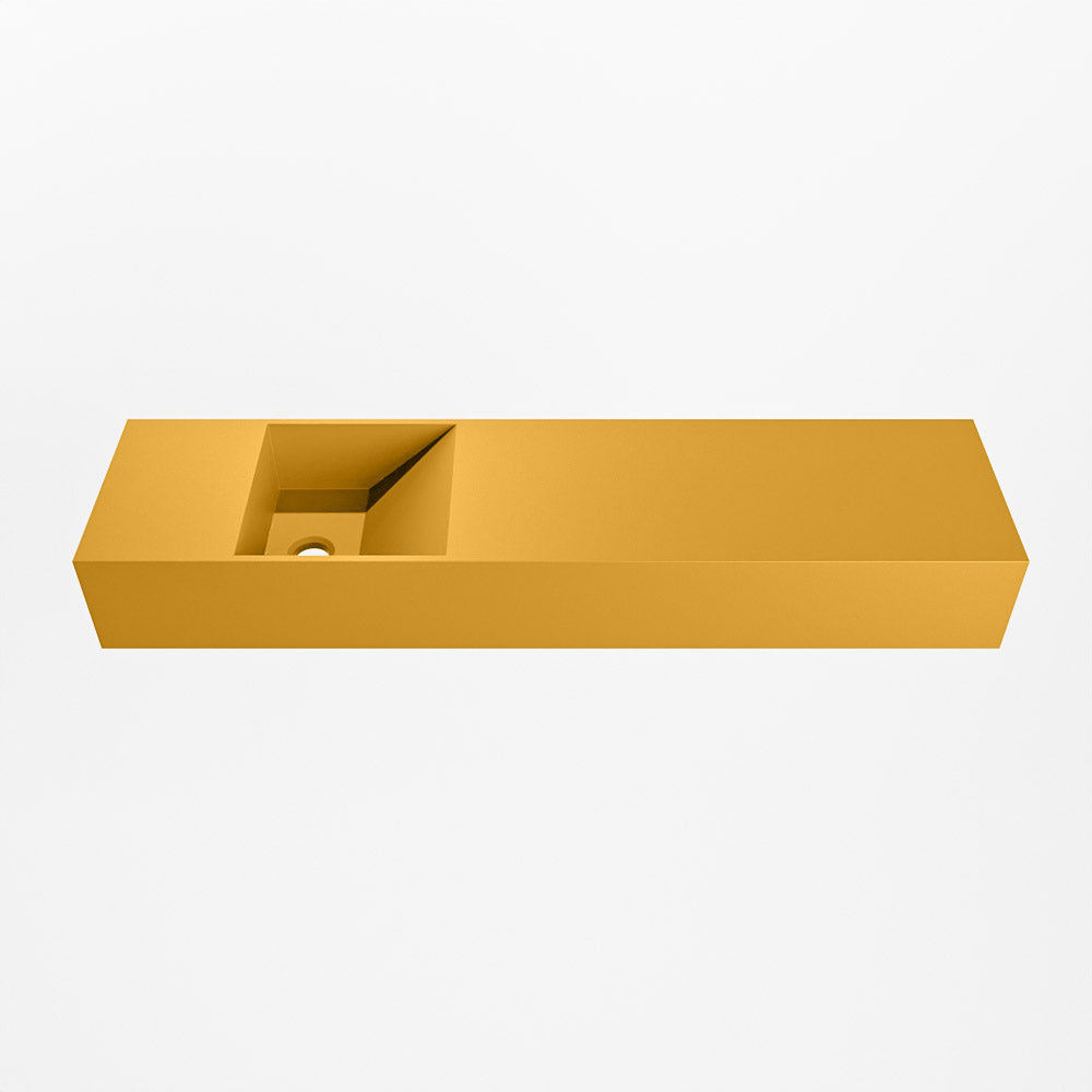 MONDIAZ TYNE 90cm fontein solid surface kleur Ocher. Positie wastafel links