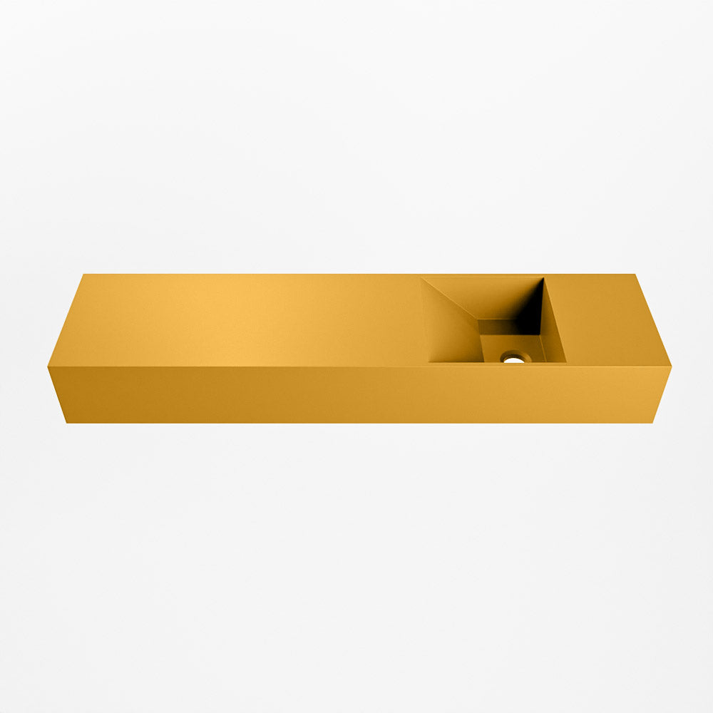 MONDIAZ TYNE 90cm fontein solid surface kleur Ocher. Positie wastafel rechts
