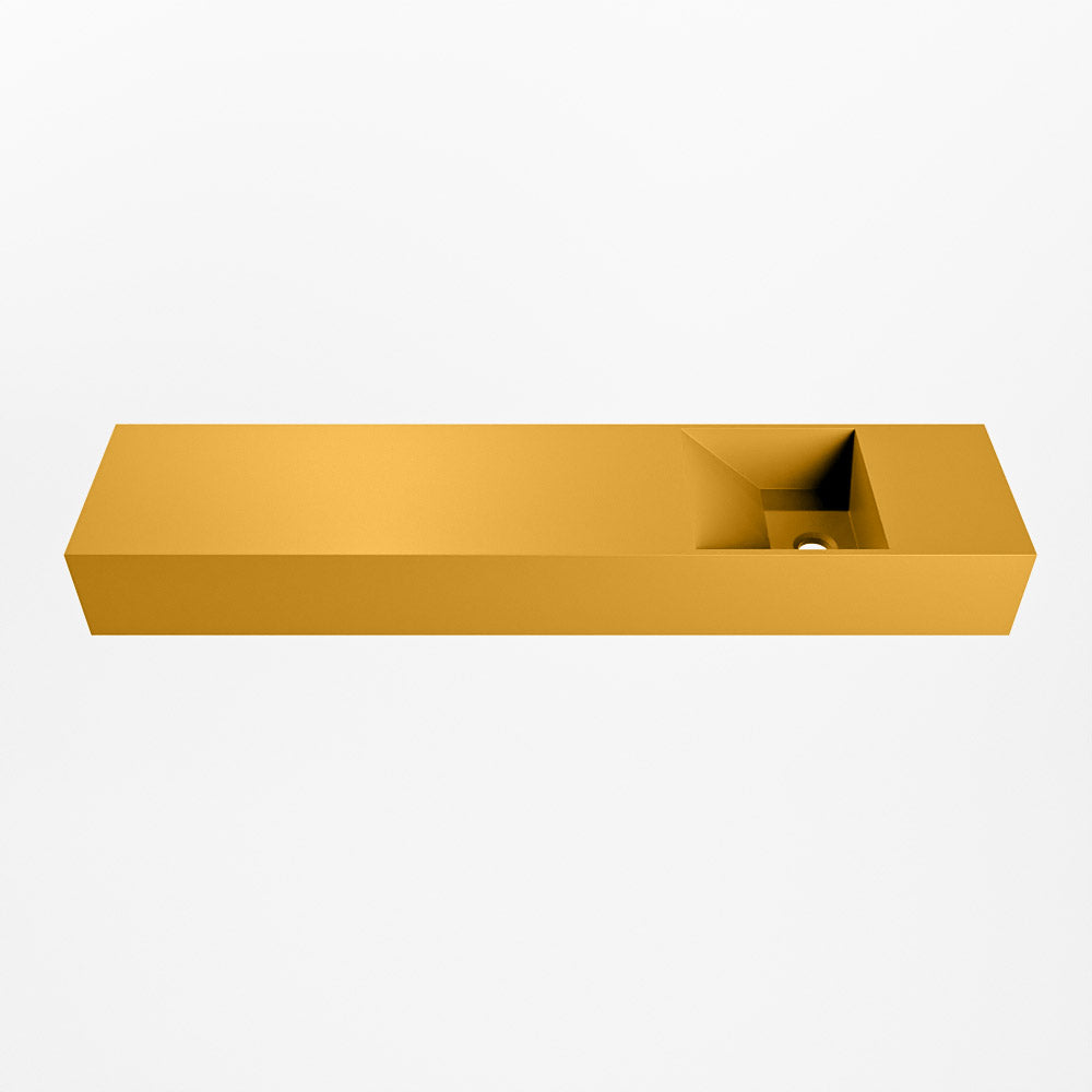 MONDIAZ TYNE 100cm fontein solid surface kleur Ocher. Positie wastafel rechts