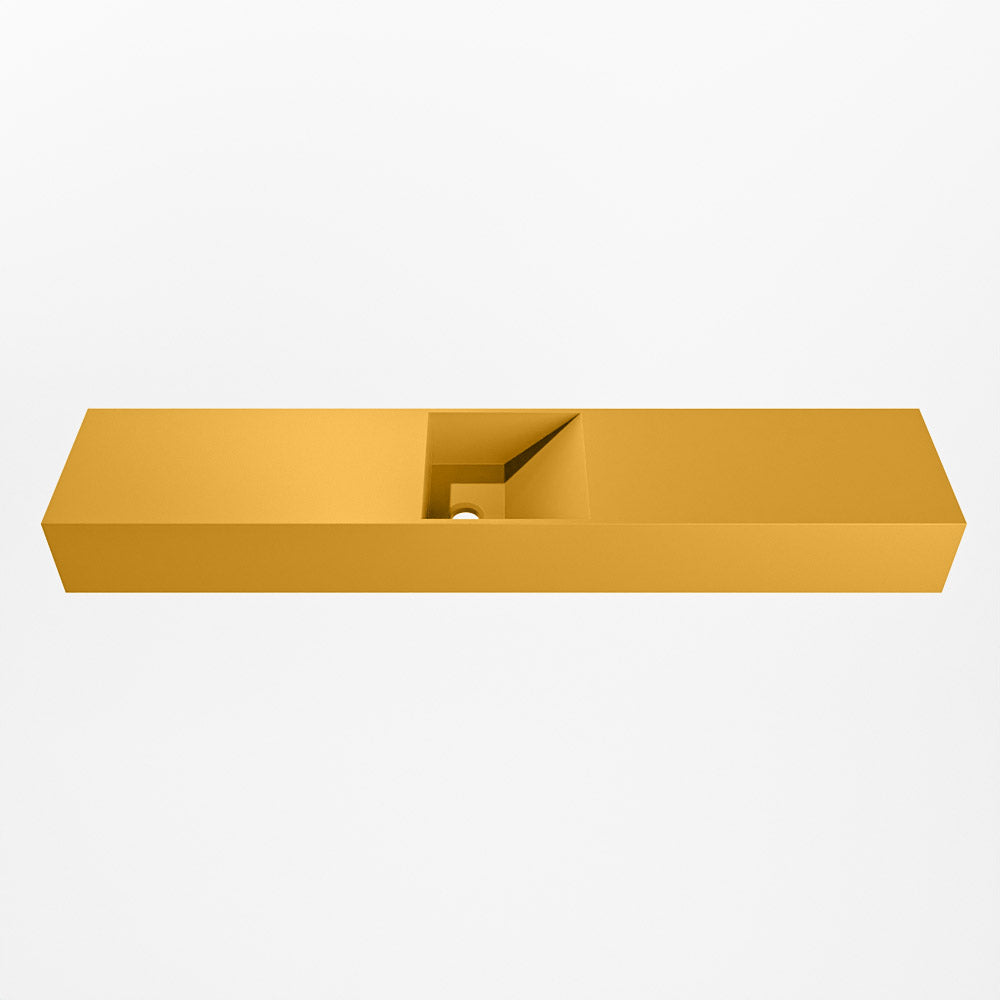 MONDIAZ TYNE 110cm fontein solid surface kleur Ocher. Positie wastafel midden