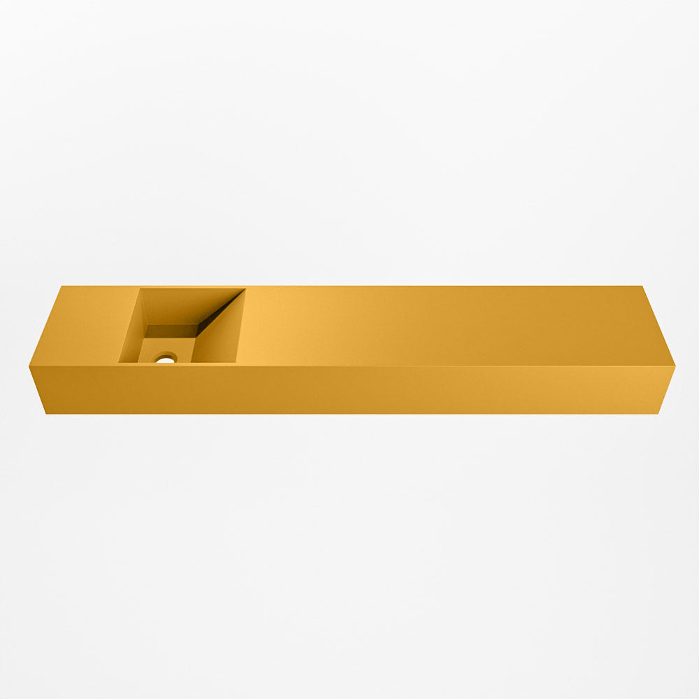 MONDIAZ TYNE 110cm fontein solid surface kleur Ocher. Positie wastafel links