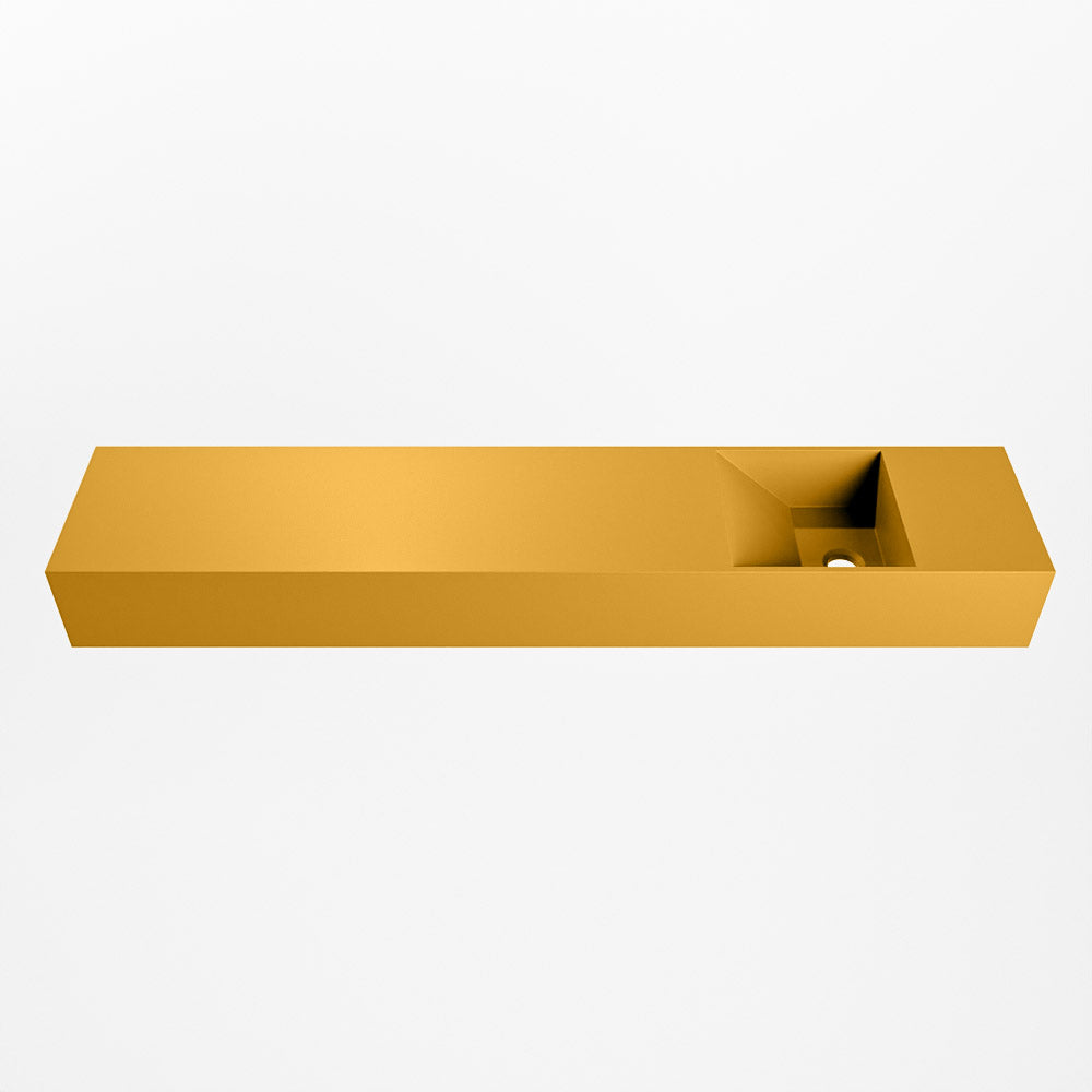 MONDIAZ TYNE 110cm fontein solid surface kleur Ocher. Positie wastafel rechts