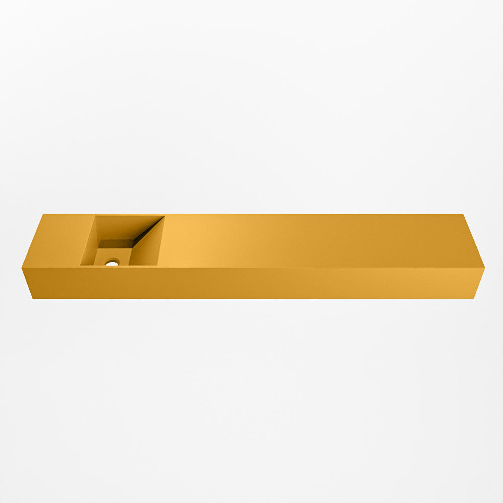 MONDIAZ TYNE 120cm fontein solid surface kleur Ocher. Positie wastafel links