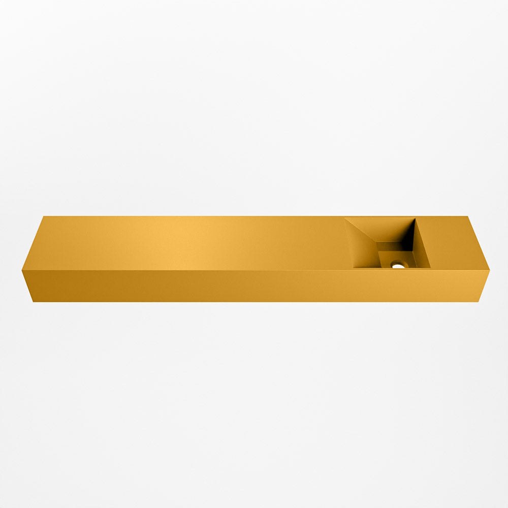 MONDIAZ TYNE 120cm fontein solid surface kleur Ocher. Positie wastafel rechts