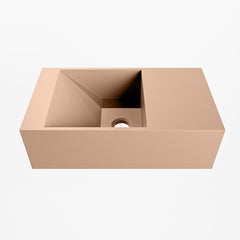 MONDIAZ TYNE 40cm fontein solid surface kleur Rosee. Positie wastafel rechts