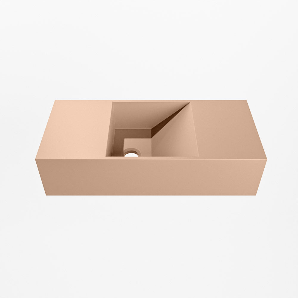 MONDIAZ TYNE 50cm fontein solid surface kleur Rosee. Positie wastafel links