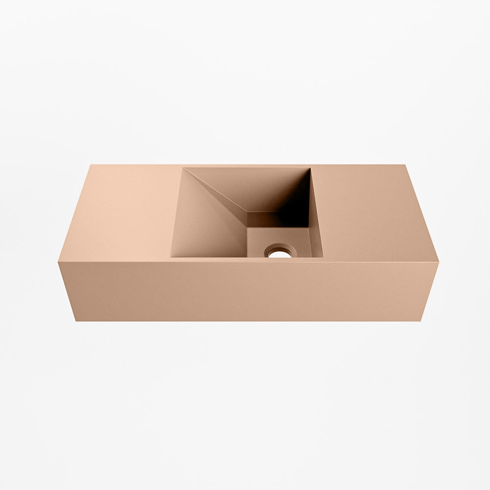 MONDIAZ TYNE 50cm fontein solid surface kleur Rosee. Positie wastafel rechts