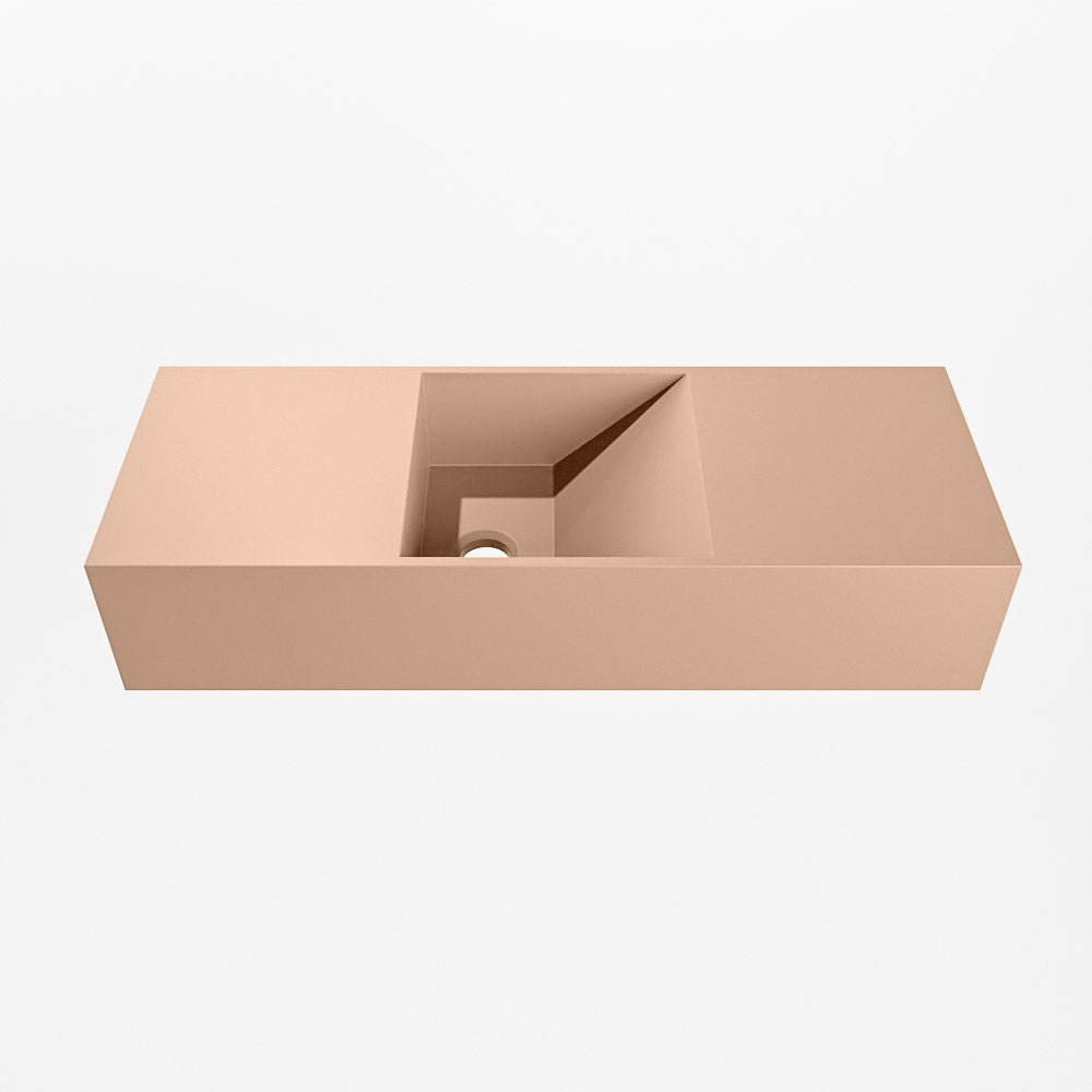 MONDIAZ TYNE 60cm fontein solid surface kleur Rosee. Positie wastafel midden