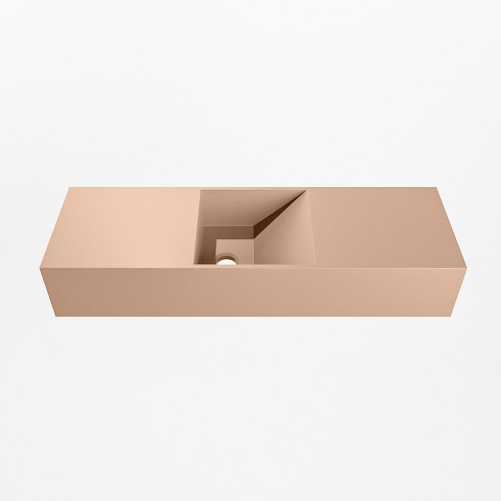 MONDIAZ TYNE 70cm fontein solid surface kleur Rosee. Positie wastafel midden