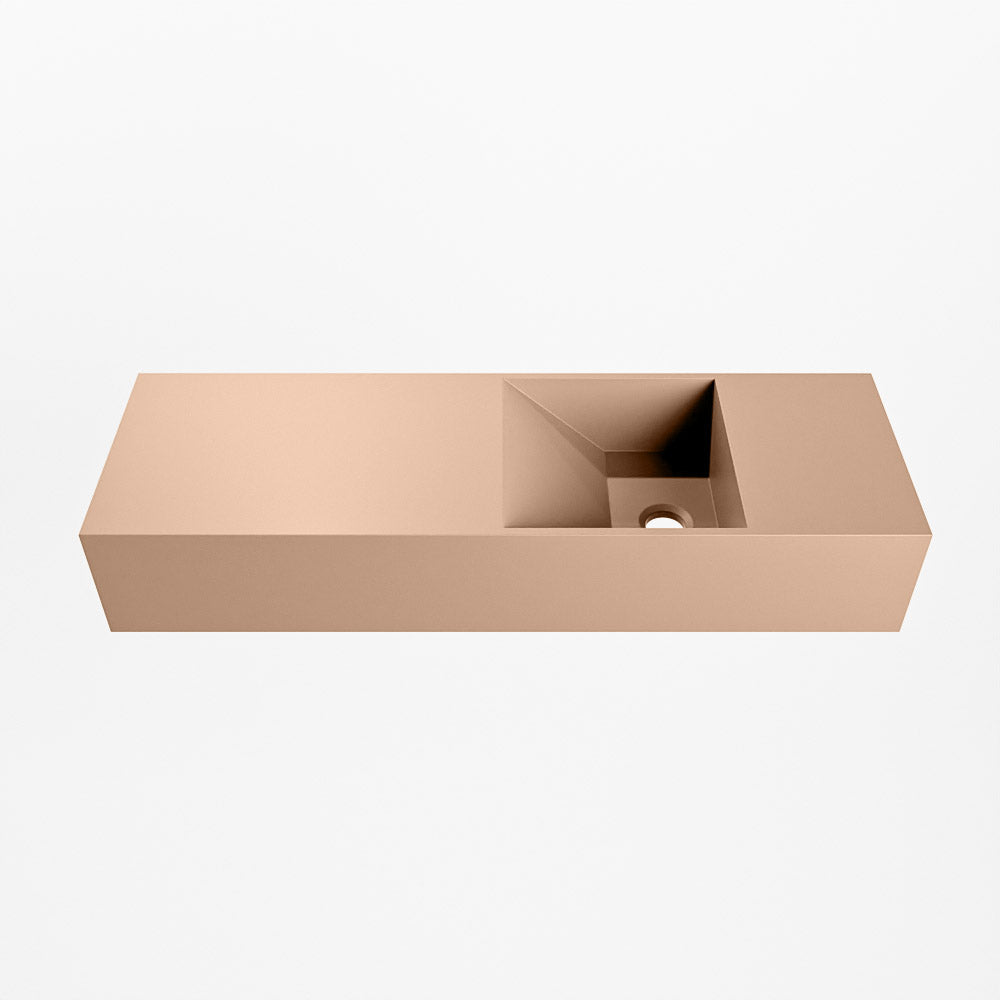 MONDIAZ TYNE 70cm fontein solid surface kleur Rosee. Positie wastafel rechts