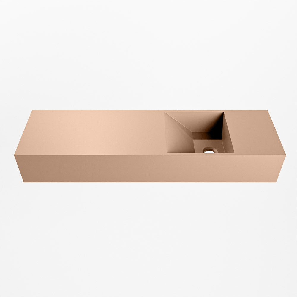 MONDIAZ TYNE 80cm fontein solid surface kleur Rosee. Positie wastafel rechts
