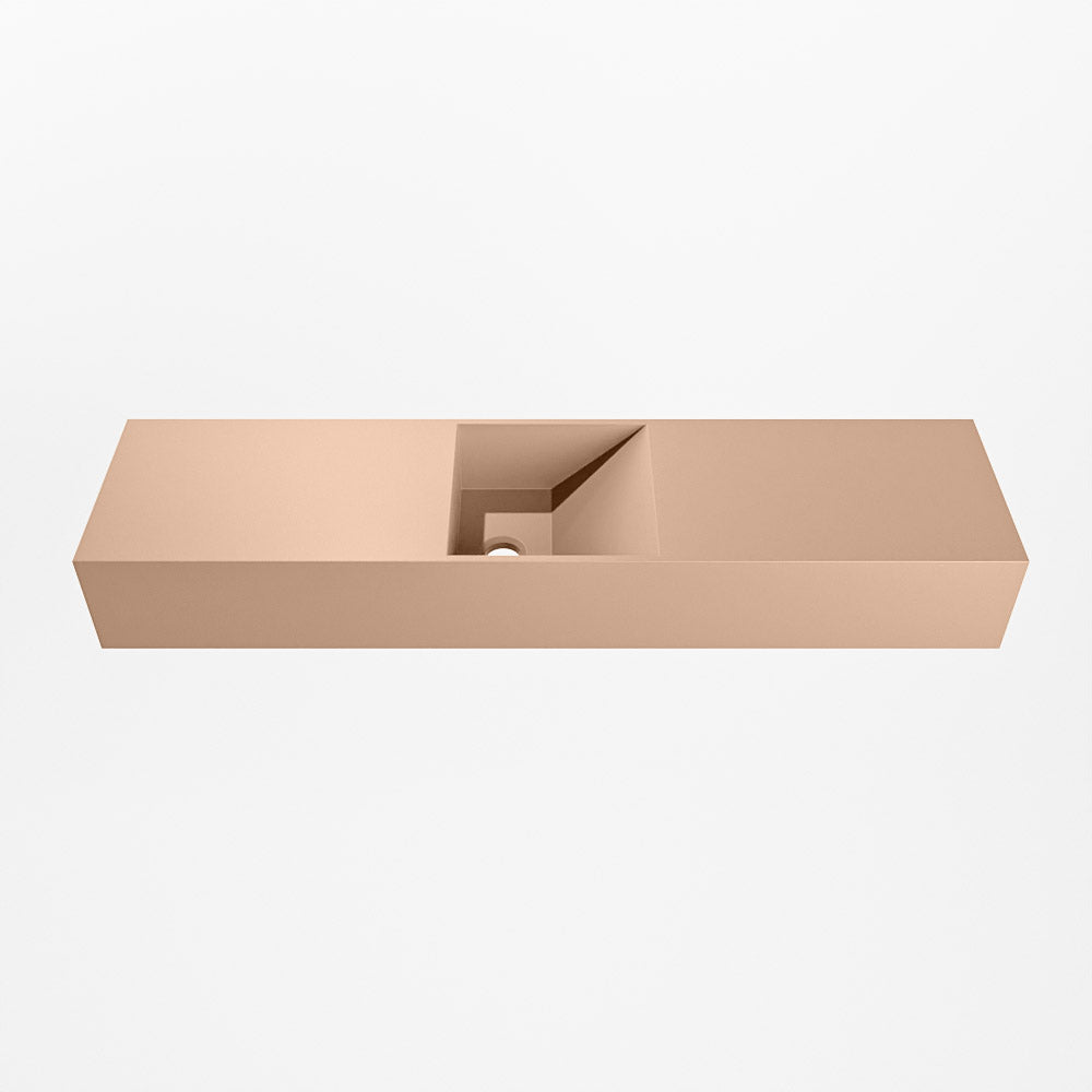 MONDIAZ TYNE 90cm fontein solid surface kleur Rosee. Positie wastafel midden